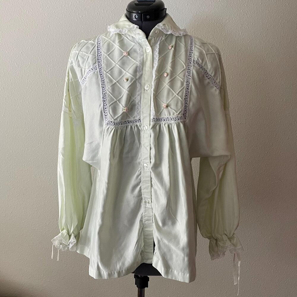 80s vintage pastel babydoll satin top coquette cottagecore | size small